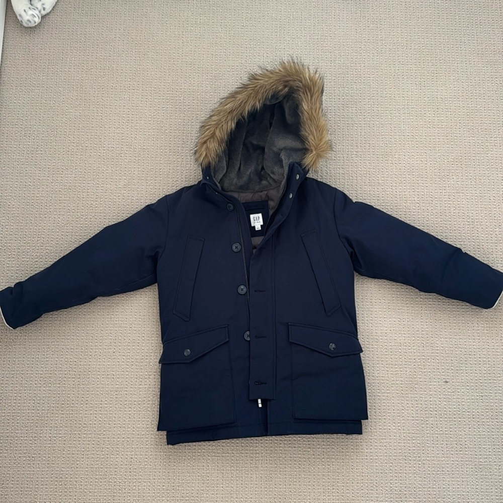 Navy Gap Kids large down jacket